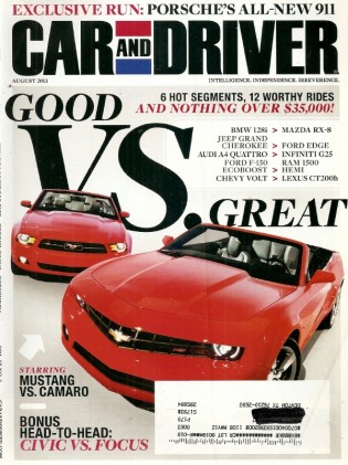 CAR & DRIVER 2011 AUG - NASTY '69 CAMARO, EVORA S, RAM RUNNER, CHARGER R/T